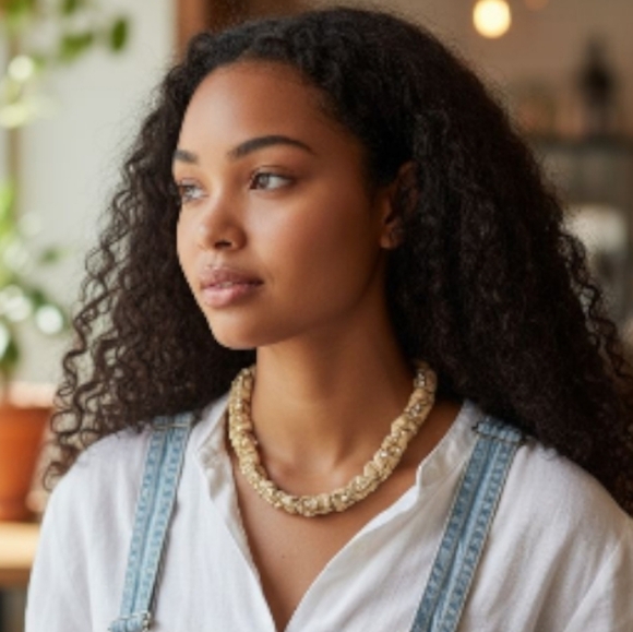 American Eagle Outfitters Jewelry - AE American EAGLE Vintage Y2K Knotted BRAIDED Crystal Necklace Chunky Edgy Boho